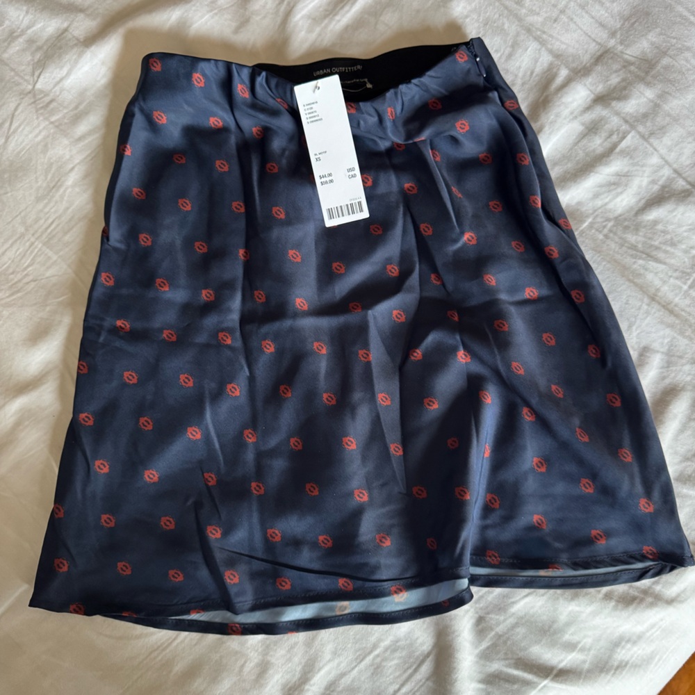 Navy Blue Mini Skirt with Red Accents